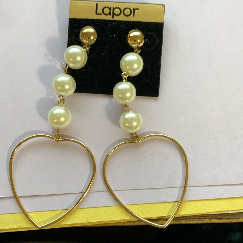 Beautiful Lapor earrings faux pearls drop earrings hearts